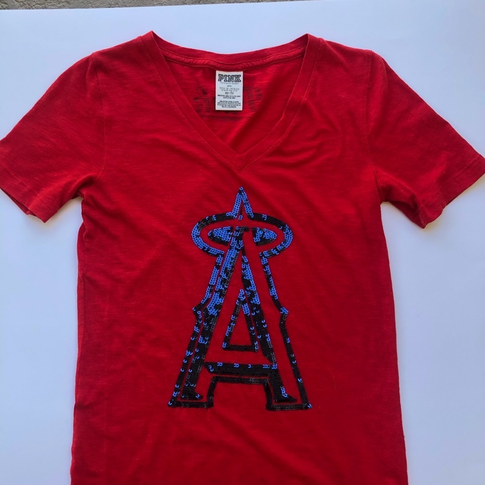 Pink Victoria Secret size xs angels tee color red
